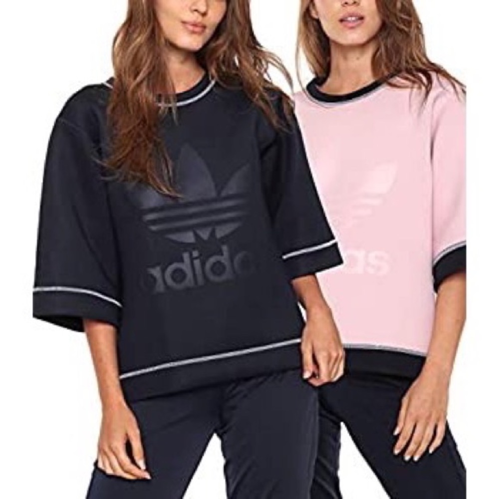adidas Women’s Boxy Crewneck Sweater - Black & Pink